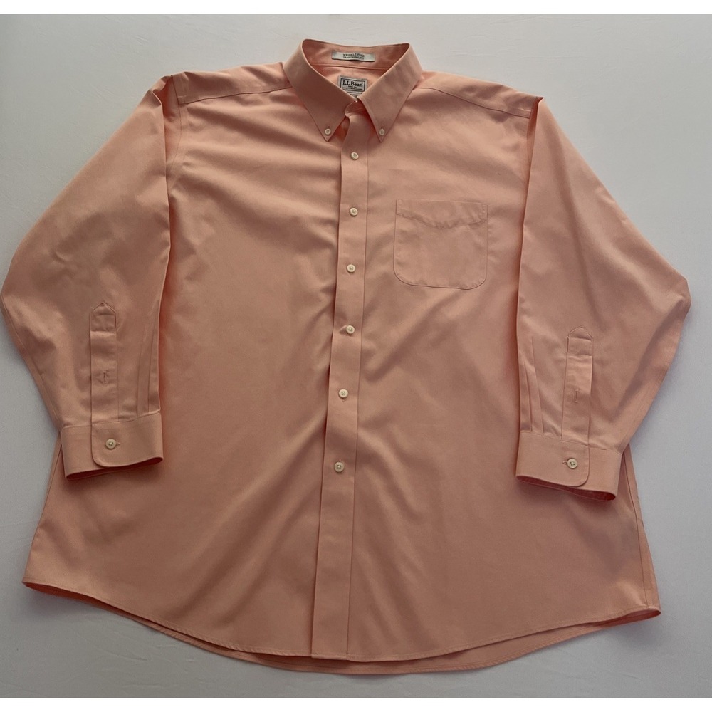 LL Bean Wrinkle Free Traditional Fit Button Down Shirt Men’s Sz 17 1/2-33 Pink